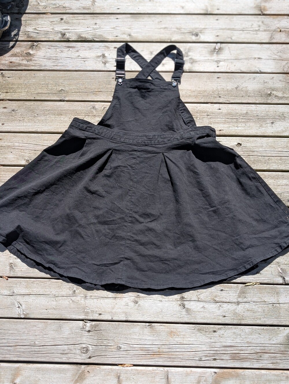 Women's Black Pinafore Dress with Adjustable Straps